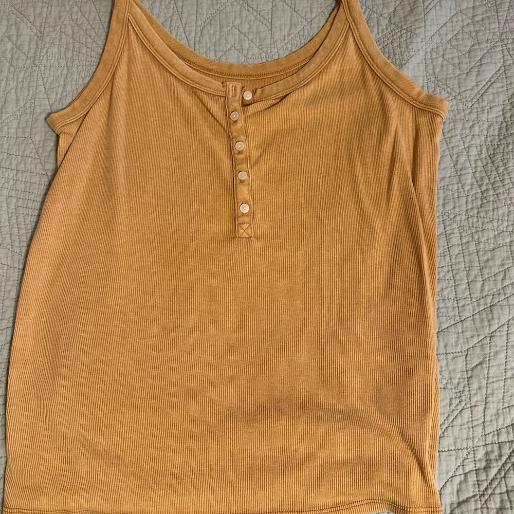 Aerie Mustard Button-Front Tank Top
